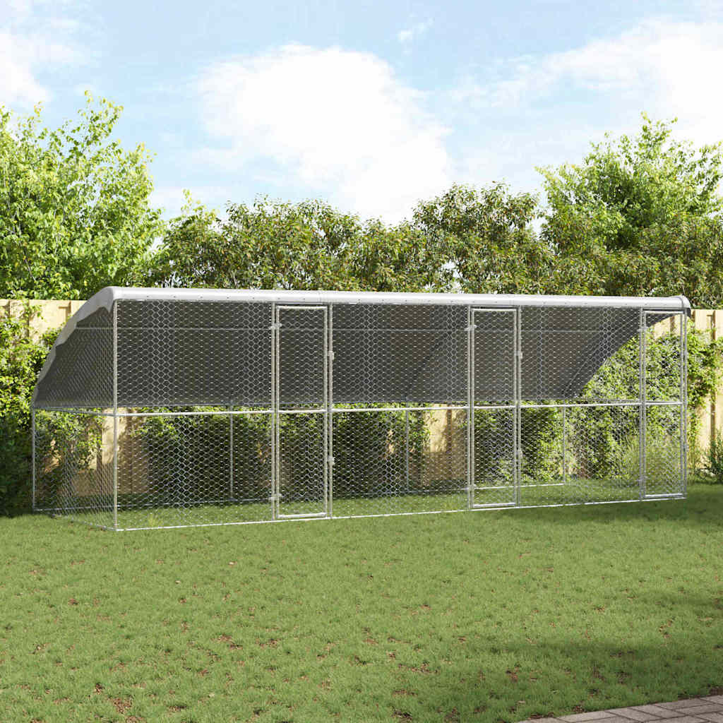 vidaXL Hundekäfig 3 pcs Silber 6 x 2 x 2 m Verzinkter Stahl