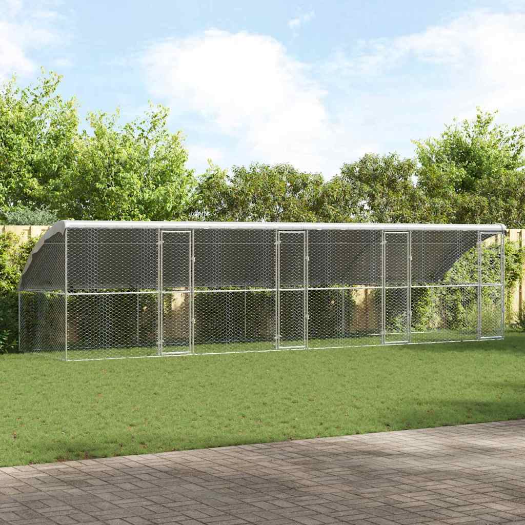 vidaXL Hundekäfig 4 pcs Silber 8 x 2 x 2 m Verzinkter Stahl