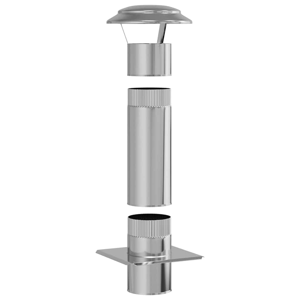 vidaXL Kaminverlängerung Silber 25 x 25 x 65 cm Edelstahl
