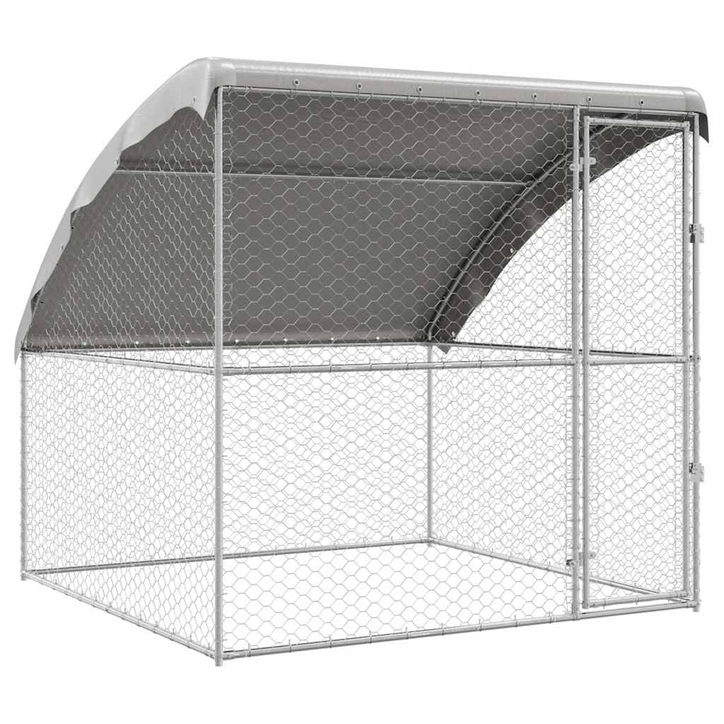 vidaXL Hundekäfig mit Speicher Silber 2 x 2 x 2 m Verzinkter Stahl