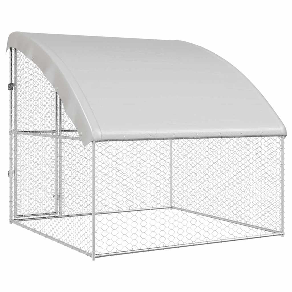 vidaXL Hundekäfig mit Speicher Silber 2 x 2 x 2 m Verzinkter Stahl