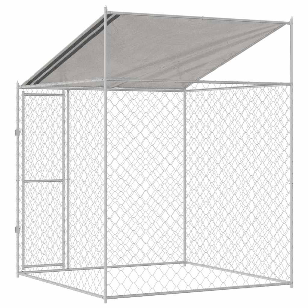 vidaXL Hundekäfig mit Dach Silber 200 x 200 x 258 cm Stahl und PE