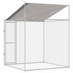 vidaXL Hundekäfig mit Dach Silber 200 x 200 x 258 cm Stahl und PE