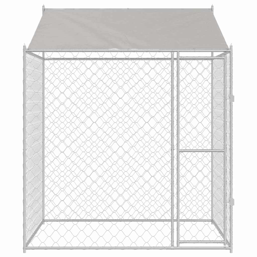 vidaXL Hundekäfig mit Dach Silber 200 x 200 x 258 cm Stahl und PE