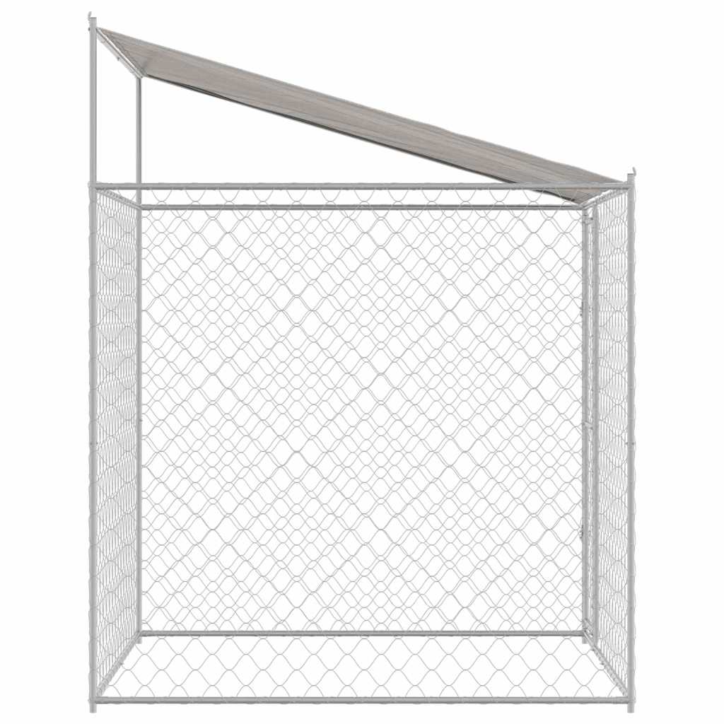 vidaXL Hundekäfig mit Dach Silber 200 x 200 x 258 cm Stahl und PE