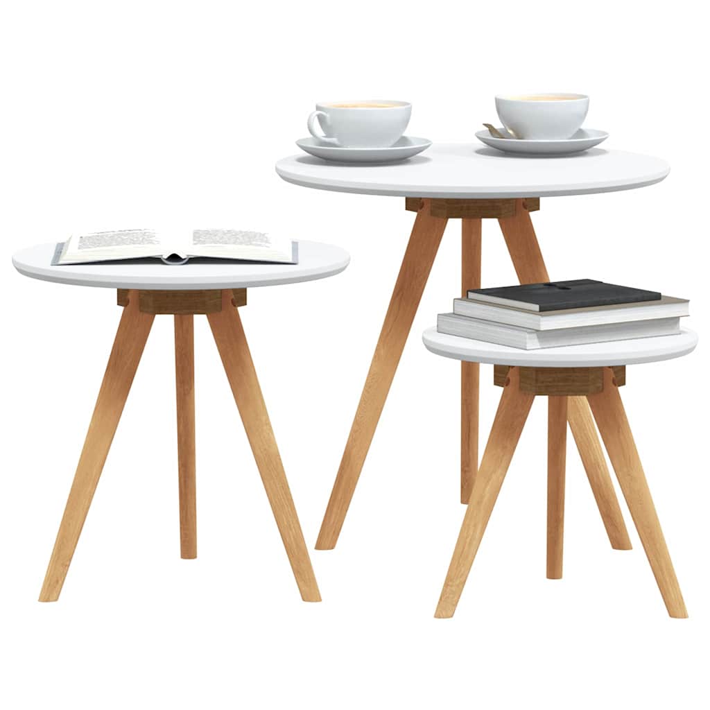 vidaXL Couchtisch 3 pcs Braun Massivholz aus Walnuss