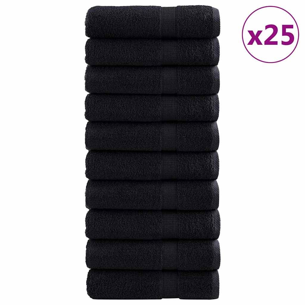 vidaXL Gästetuch SOLUND 25 pcs Schwarz 70 x 140 cm 550 gsm