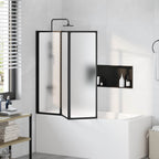 vidaXL Duschwand Schwarz 120 x 2 x 117 cm Aluminium und PP