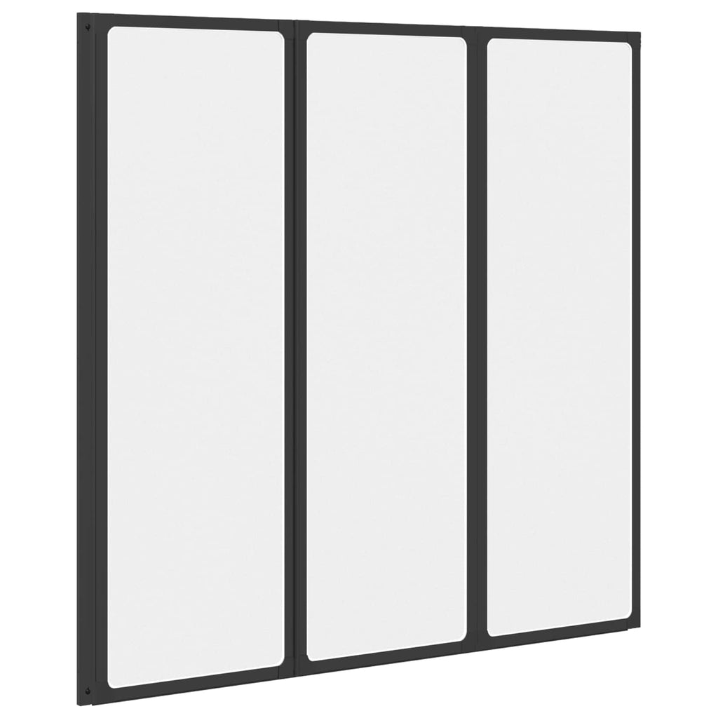 vidaXL Duschwand Schwarz 120 x 2 x 117 cm Aluminium und PP