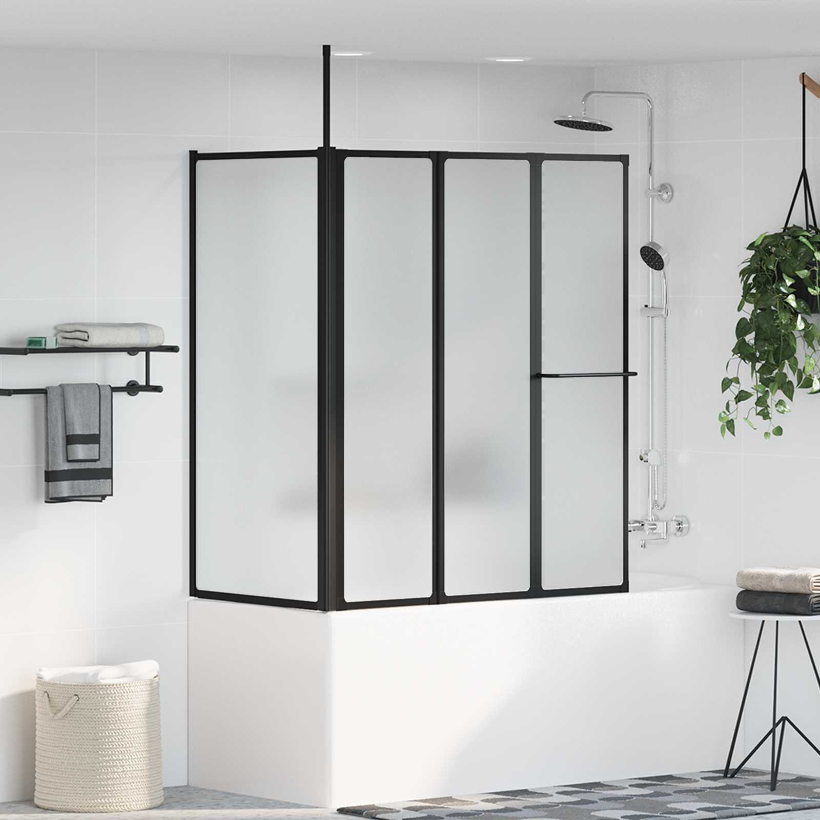 vidaXL Duschwand Schwarz 168 x 140 cm Aluminium
