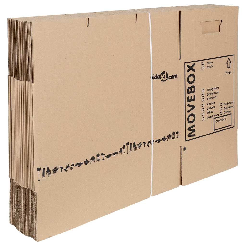 vidaXL Umzugsbox mit Speicher 20 pcs Natur 59 x 31,5 x 31,5 cm Karton