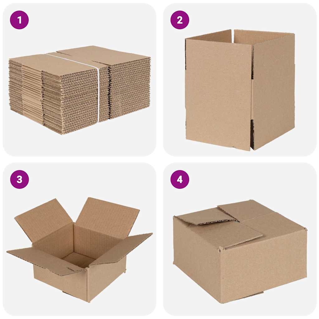 vidaXL Faltbox mit Speicher 50 pcs Natur 15 x 15 x 8 cm Karton