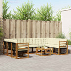 vidaXL Outdoor-Sofagarnitur 10 pcs Natur und Creme Massivholz Akazie