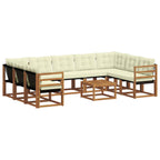 vidaXL Outdoor-Sofagarnitur 10 pcs Natur und Creme Massivholz Akazie