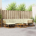 vidaXL Outdoor-Sofagarnitur 19 pcs Natur und Creme Massivholz Akazie