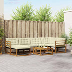 vidaXL Outdoor-Sofagarnitur 19 pcs Natur und Creme Massivholz Akazie