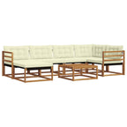 vidaXL Outdoor-Sofagarnitur 19 pcs Natur und Creme Massivholz Akazie