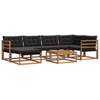 vidaXL Outdoor-Sofagarnitur mit Kissen 19 pcs Natürlich und Schwarz