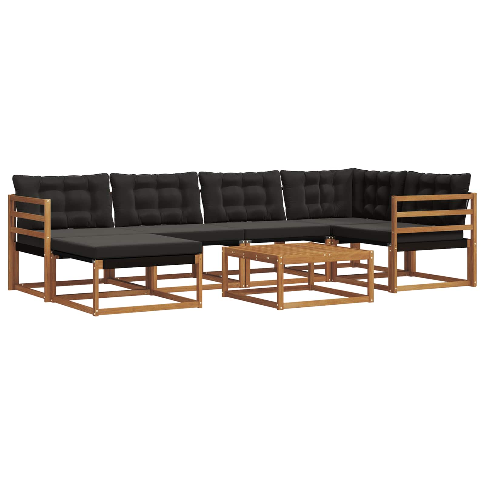 vidaXL Outdoor-Sofagarnitur mit Kissen 19 pcs Natürlich und Schwarz