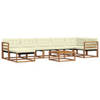 vidaXL Outdoor-Sofagarnitur 22 pcs Natur und Creme Massivholz Akazie