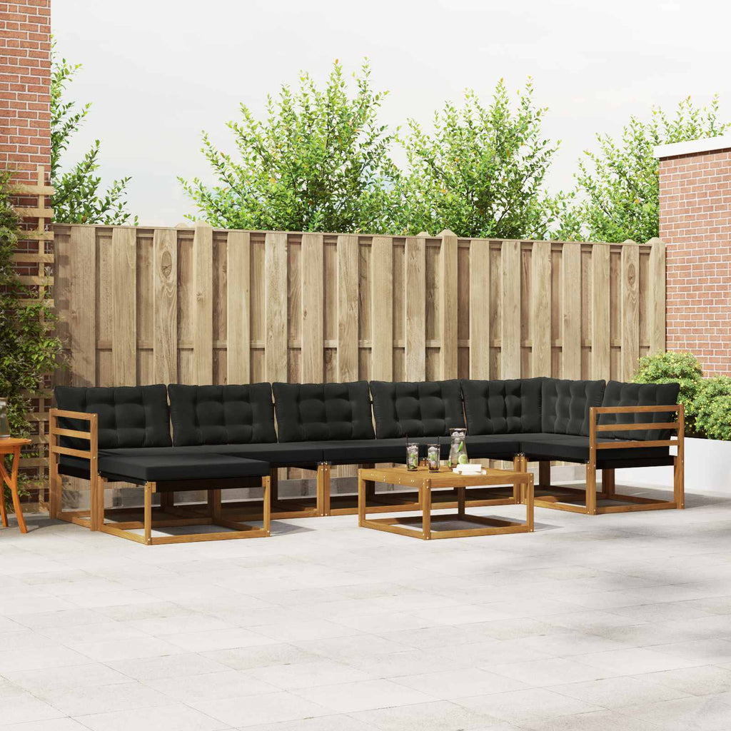 vidaXL Outdoor-Sofagarnitur mit Kissen 22 pcs Natürlich und Schwarz