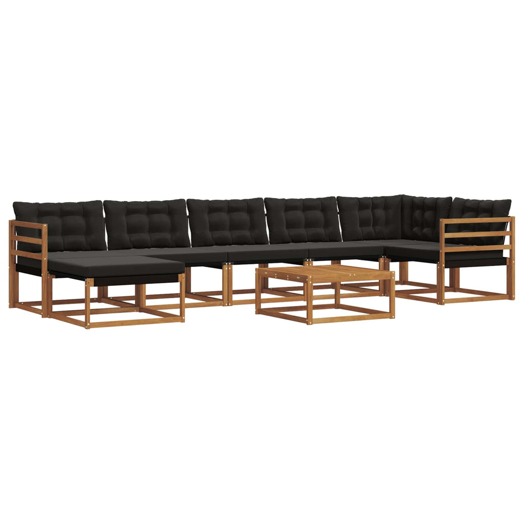 vidaXL Outdoor-Sofagarnitur mit Kissen 22 pcs Natürlich und Schwarz
