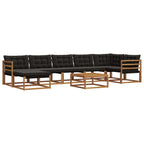 vidaXL Outdoor-Sofagarnitur mit Kissen 22 pcs Natürlich und Schwarz