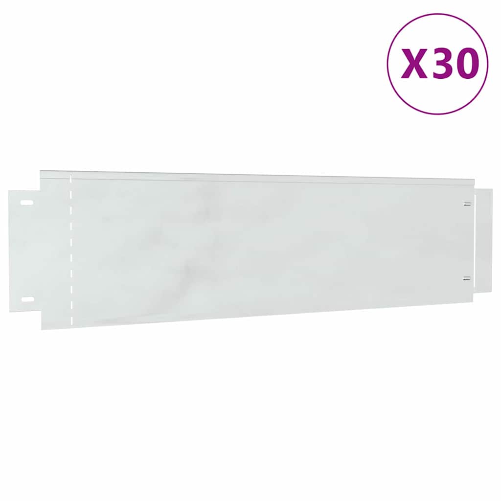 vidaXL Rasenkanten 30 pcs Silber 100 x 25 x 0,07 cm Verzinkter Stahl