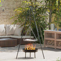 vidaXL Lagerfeuer Stativ 3 pcs Schwarz Stahl