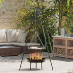 vidaXL Lagerfeuer Stativ 3 pcs Schwarz Stahl