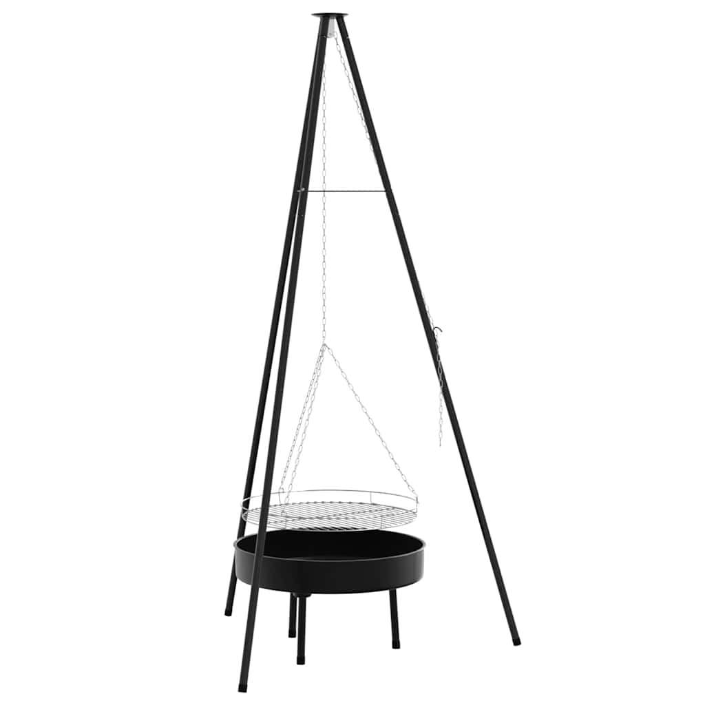 vidaXL Lagerfeuer Stativ 3 pcs Schwarz Stahl