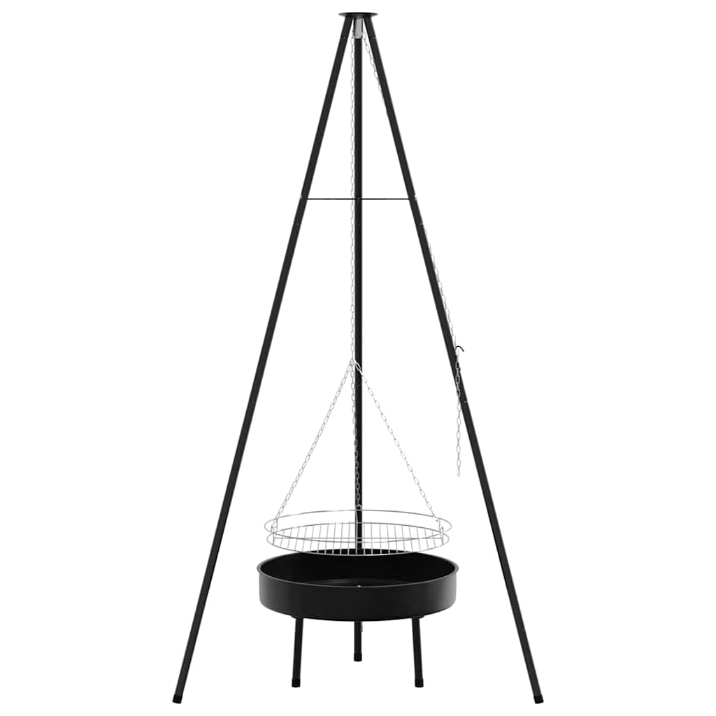 vidaXL Lagerfeuer Stativ 3 pcs Schwarz Stahl