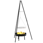 vidaXL Lagerfeuer Stativ 3 pcs Schwarz Stahl