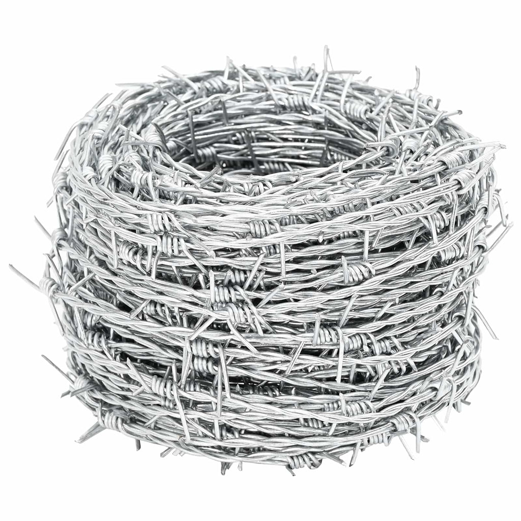 vidaXL Stacheldraht Silber 50 m Feuerverzinkt Stahl