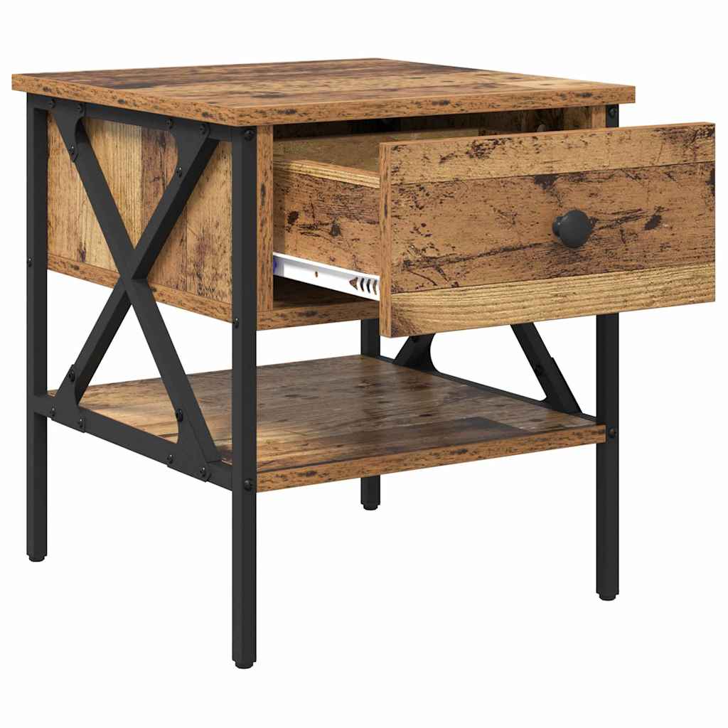 vidaXL Nachttisch Altholz 40 x 42 x 45 cm Schichtholz und Metall