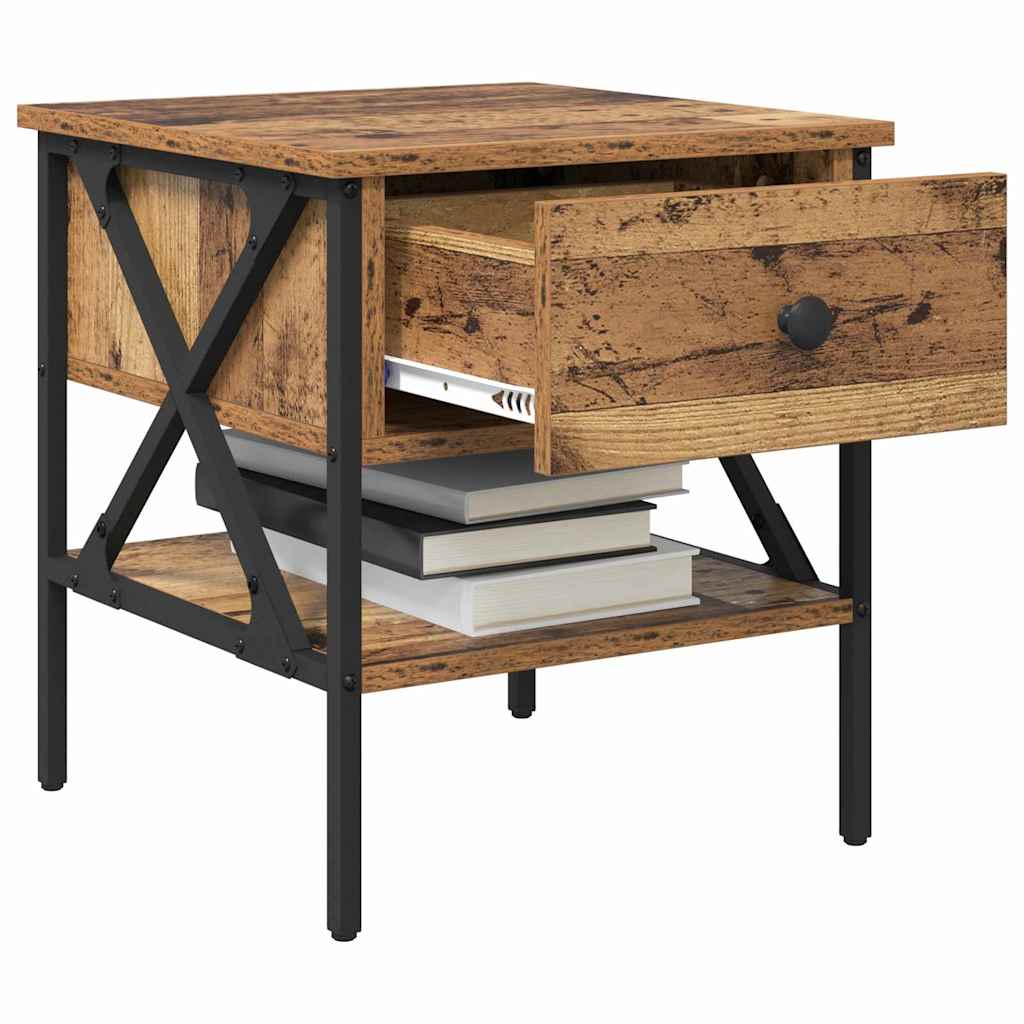 vidaXL Nachttisch Altholz 40 x 42 x 45 cm Schichtholz und Metall