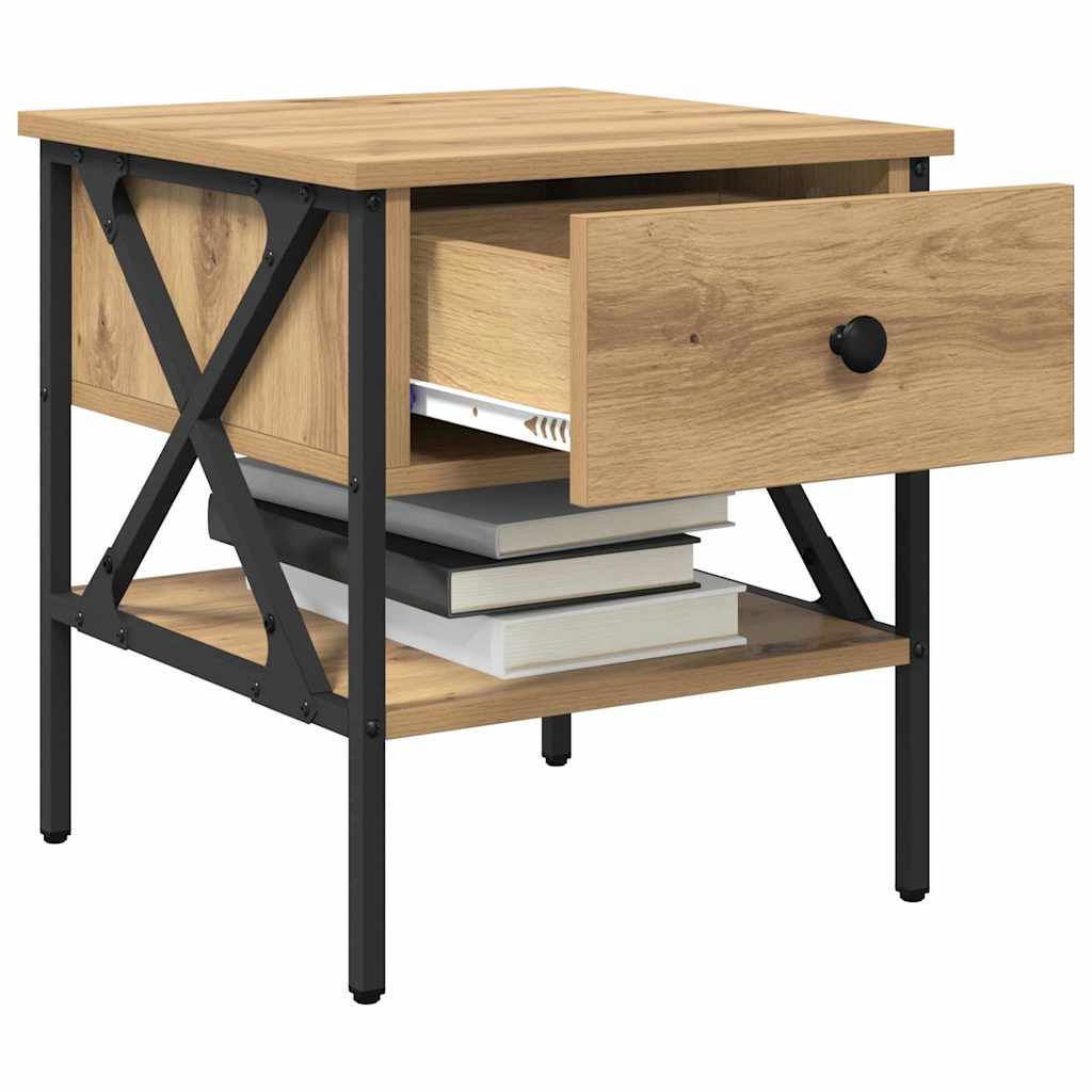 vidaXL Nachttisch Artisan-Eiche 40 x 42 x 45 cm Schichtholz und Metall