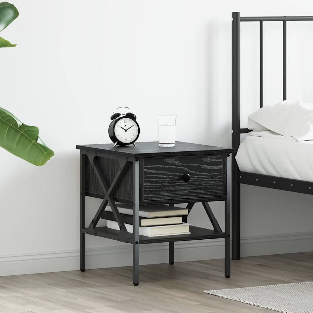 vidaXL Nachttisch mit Schubladen Schwarz Eichen-Optik 40 x 42 x 45 cm