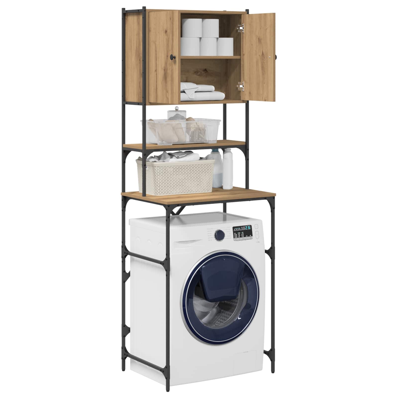 vidaXL Waschmaschinen-Schrank Artisan-Eiche 68 x 48,5 x 194 cm
