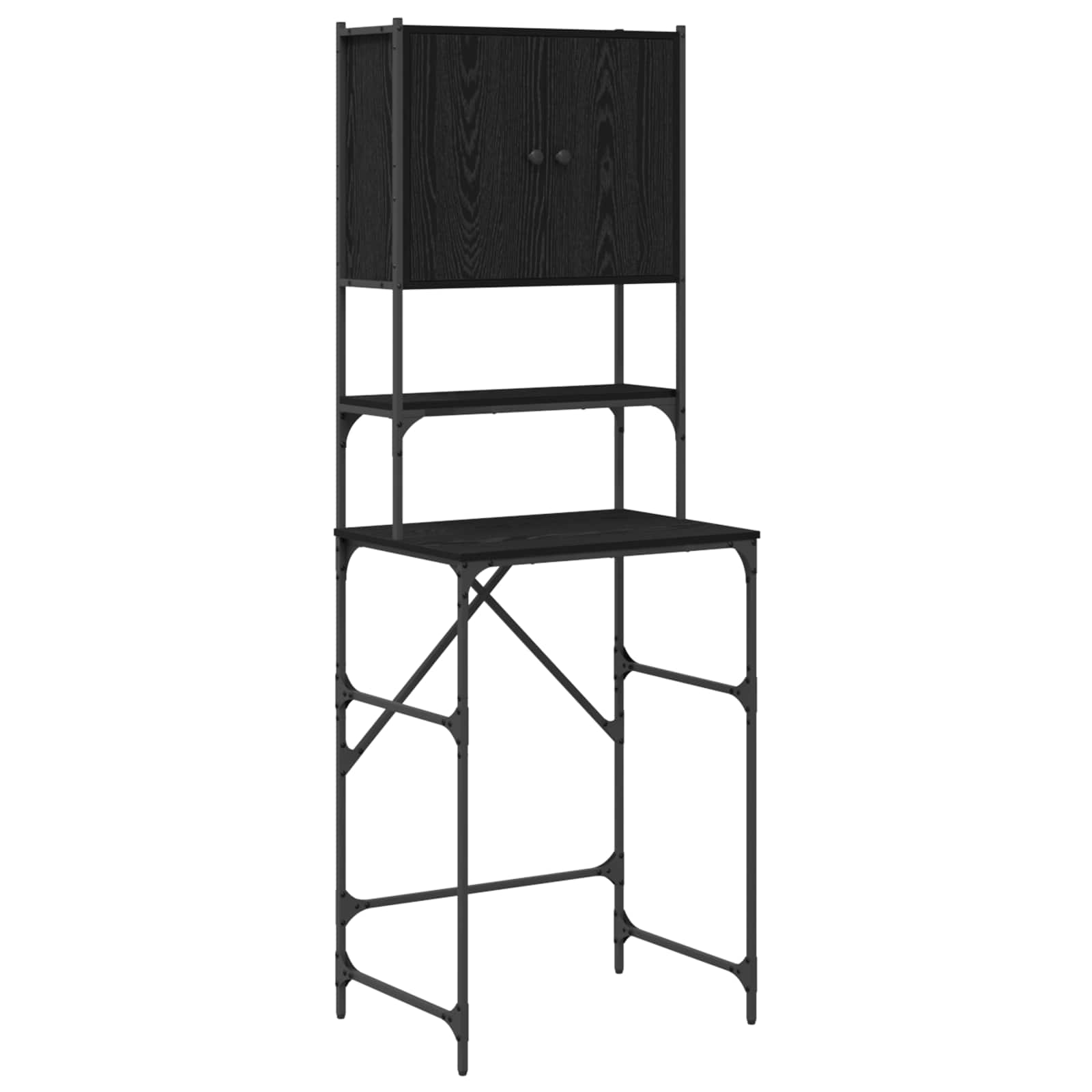 vidaXL Waschmaschinen-Schrank Schwarz 0ak 68 x 48,5 x 194 cm
