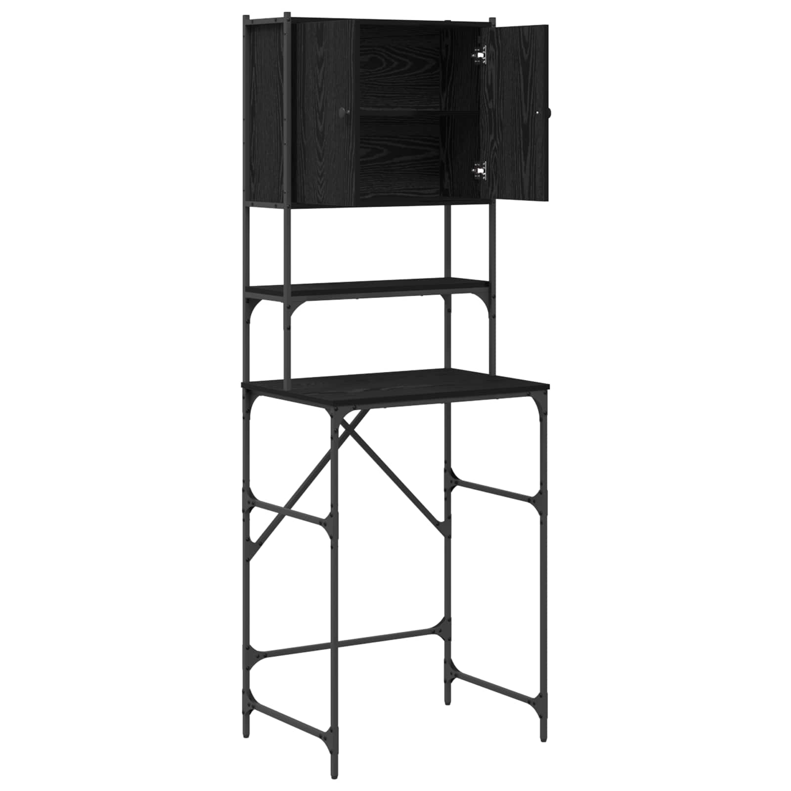 vidaXL Waschmaschinen-Schrank Schwarz 0ak 68 x 48,5 x 194 cm