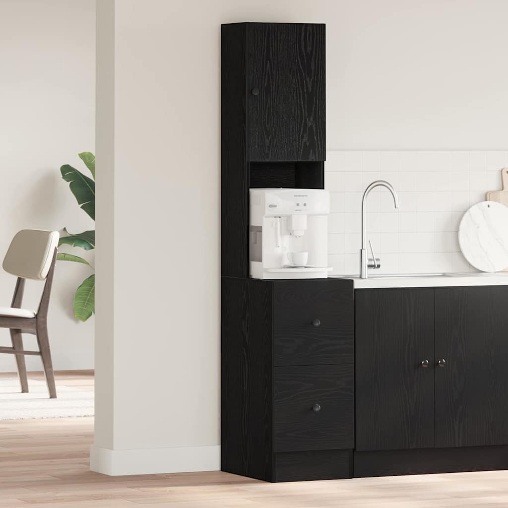 vidaXL Küchenbuffet mit Regal Schwarz Eichen-Optik 32 x 50 x 180 cm