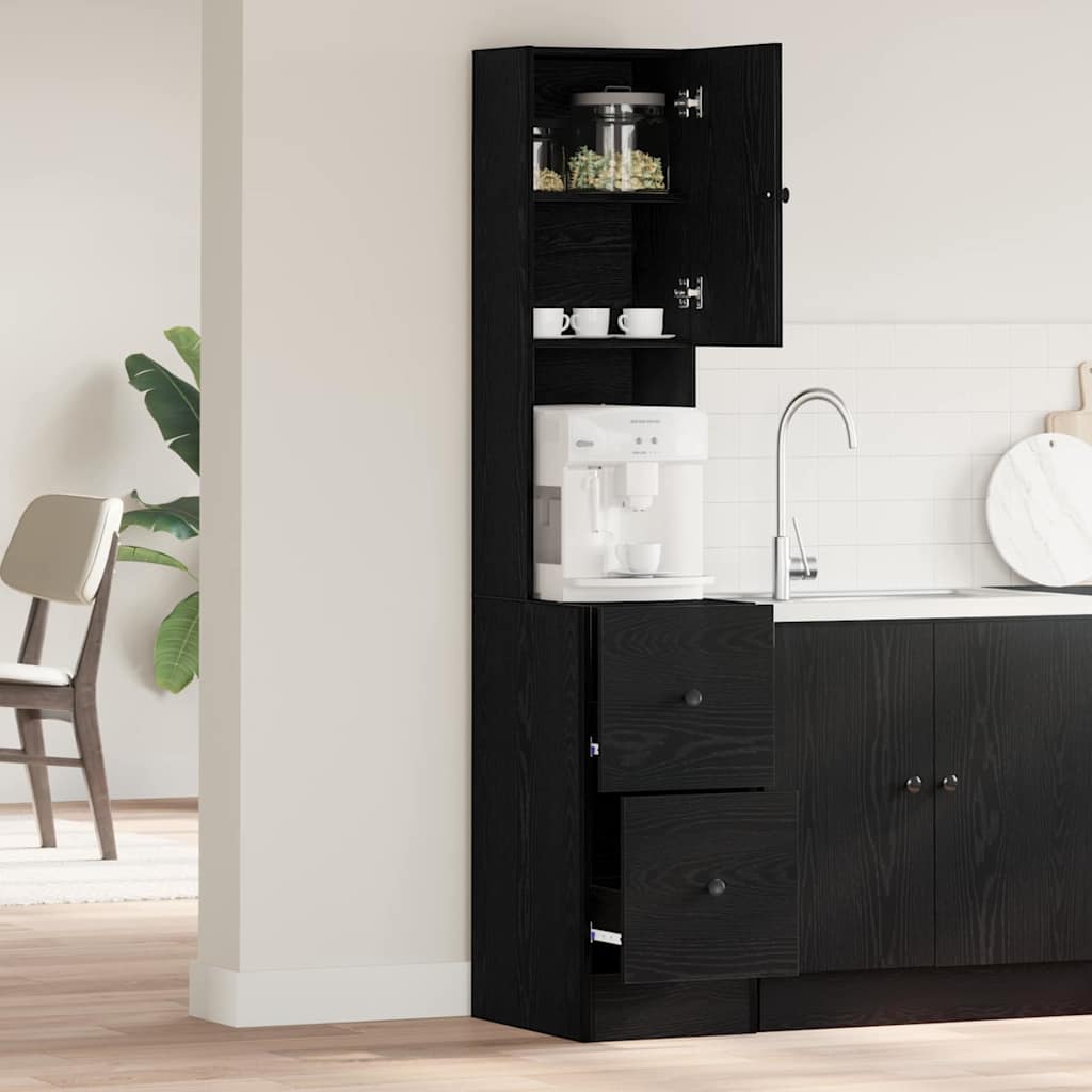 vidaXL Küchenbuffet mit Regal Schwarz Eichen-Optik 32 x 50 x 180 cm