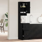 vidaXL Küchenbuffet mit Regal Schwarz Eichen-Optik 32 x 50 x 180 cm