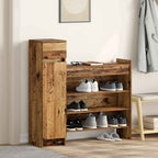 vidaXL Schuhschrank mit Tür Altholz 100,5 x 28 x 100 cm Holzwerkstoff