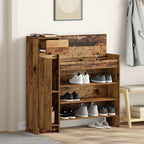 vidaXL Schuhschrank mit Tür Altholz 100,5 x 28 x 100 cm Holzwerkstoff