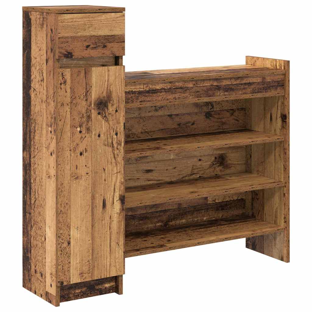 vidaXL Schuhschrank mit Tür Altholz 100,5 x 28 x 100 cm Holzwerkstoff
