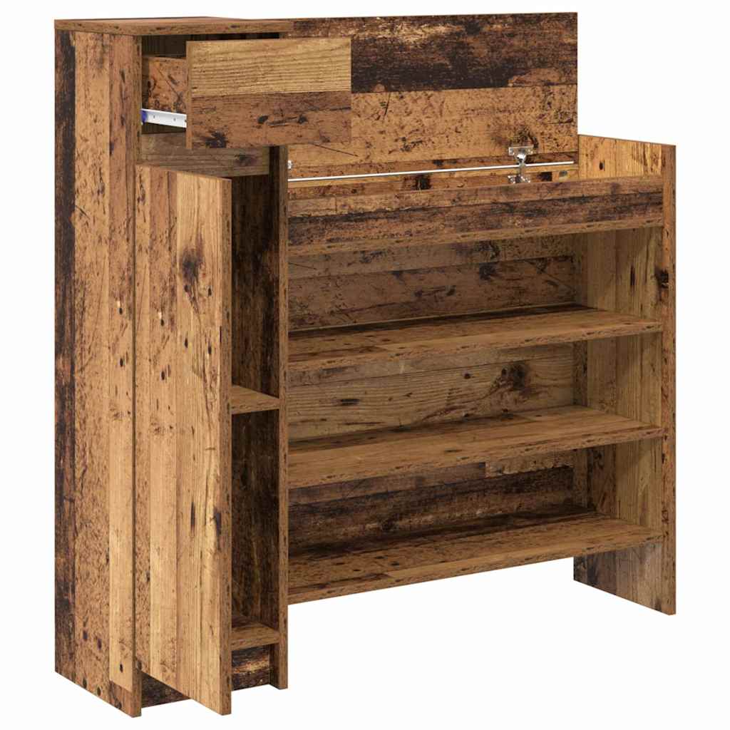 vidaXL Schuhschrank mit Tür Altholz 100,5 x 28 x 100 cm Holzwerkstoff