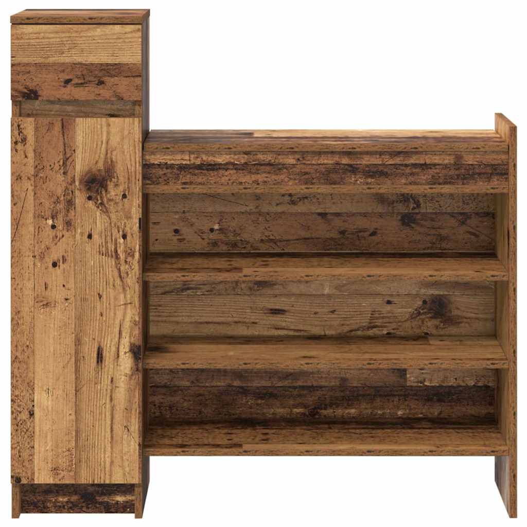 vidaXL Schuhschrank mit Tür Altholz 100,5 x 28 x 100 cm Holzwerkstoff