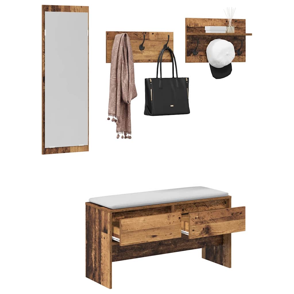 vidaXL Flurmöbel-Set mit Schubladen 4 pcs Altholz Holzwerkstoff